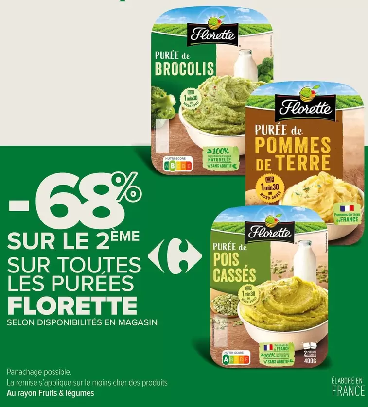 Florette - Sur Toutes Les Purées offre sur Carrefour City