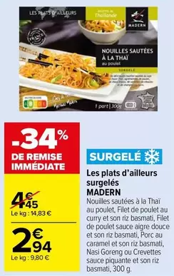 Les Plats D'ailileurs Surgelés offre à 2,94€ sur Carrefour Market