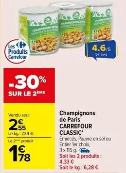 Carrefour - Champignons De Paris offre à 2,55€ sur Carrefour Market