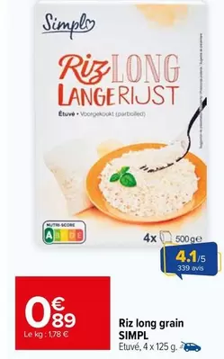 Simply - Riz Long Grain offre à 0,89€ sur Carrefour Market