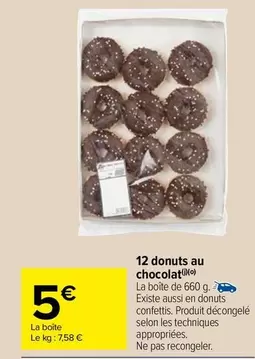 Donuts - 12  Au Chocolat offre à 5€ sur Carrefour Market