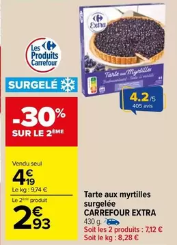 Carrefour - Extra Tarte Aux Myrtilles Surgelée offre à 4,19€ sur Carrefour Market