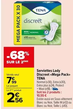 Tena - Serviettes Lady Discreet Mega Pack offre à 7,99€ sur Carrefour Market