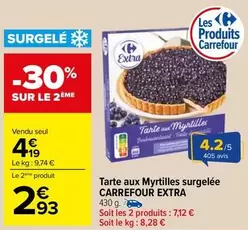 Carrefour - Extra Tarte Aux Myrtilles Surgelée offre à 4,19€ sur Carrefour