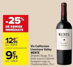 Vin Californier offre à 9,71€ sur Carrefour