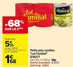 D'aucy - Petits Pois Carottes "lot Familial" offre à 5,25€ sur Carrefour