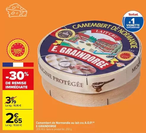 Tefal - Camembert De Normandie Au Lait Cru A.o.p offre à 2,65€ sur Carrefour