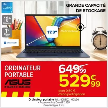 Asus - Ordinateur Portable offre à 529,99€ sur Carrefour