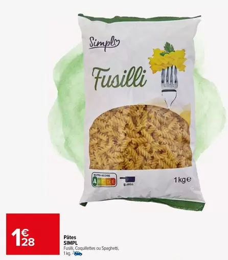 Simply - Pâtes offre à 1,28€ sur Carrefour