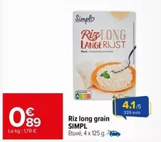 Simply - Riz Long Grain offre à 0,89€ sur Carrefour