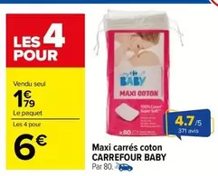 Carrefour - Maxi Carrés Coton offre à 1,79€ sur Carrefour