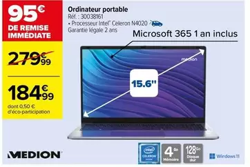 Microsoft - Ordinateur Portable offre à 184,99€ sur Carrefour