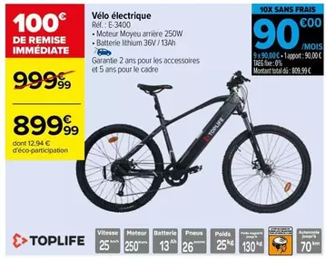 Toplife - Vélo Électrique offre à 899,99€ sur Carrefour