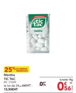 Tic Tac - Menthe offre à 0,56€ sur Metro