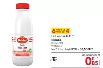 Bridel - Lait Entier U.h.t. offre à 0,85€ sur Metro