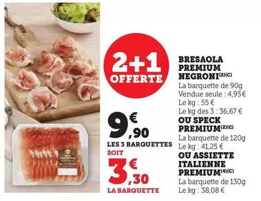 Negroni - Bresaola Premium offre à 3,3€ sur Hyper U