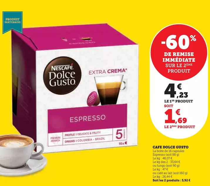 Nescafé - Cafe Dolce Gusto offre à 4,23€ sur Super U