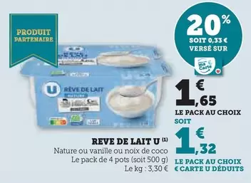 U - Reve De Lait offre à 1,65€ sur Super U