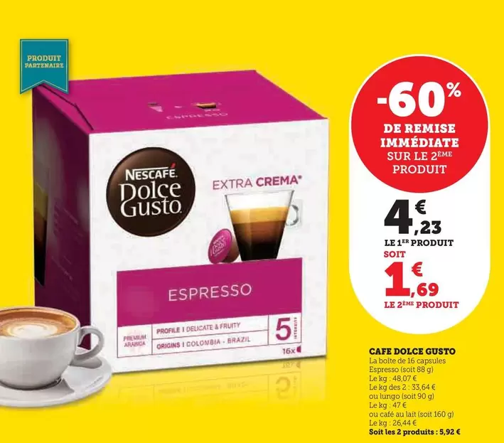 Nescafé - Cafe Dolce Gusto offre à 4,23€ sur Super U