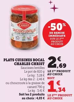 Charles Christ - Plats Cuisines Bocal offre à 2,69€ sur U Express