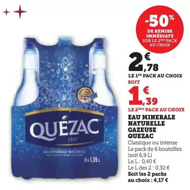 Quézac - Eau Minerale Naturelle Gazeuse offre à 2,78€ sur Super U