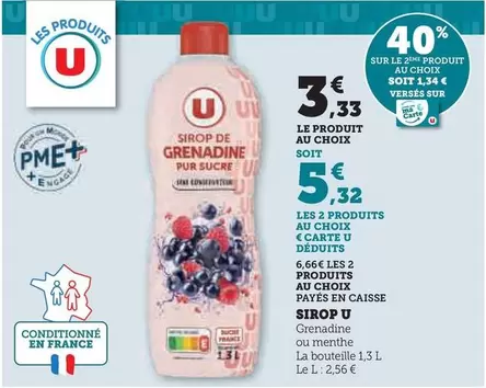 U - Sirop offre à 3,33€ sur Super U