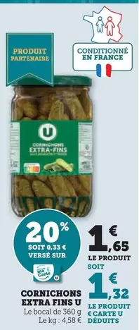 U - Cornichons Extra Fins offre à 1,65€ sur U Express