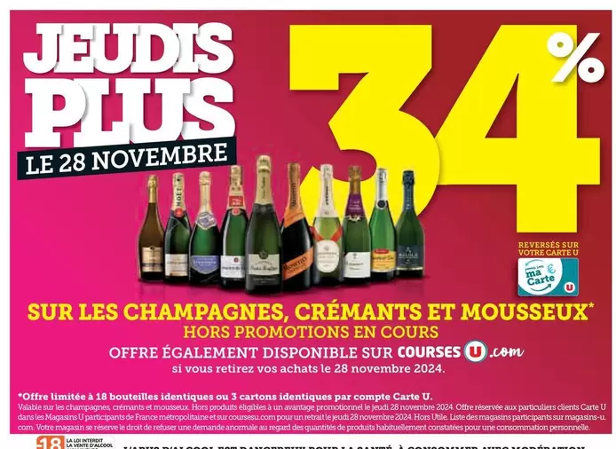 U - Sur Les Champagnes, Cremants Et Mousseux offre sur U Express