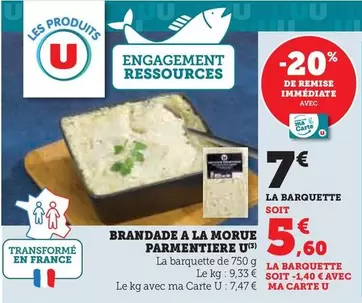 U - Brandade A La Morue Parmentiere offre à 7€ sur U Express