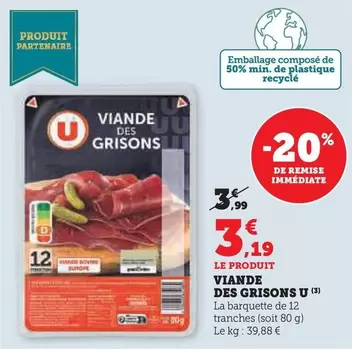 U - Viande Des Grisons offre à 3,19€ sur U Express