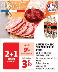 Saucisson Sec Supérieur Pur Porc offre à 4,65€ sur Auchan Hypermarché