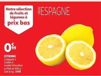 Citrons offre à 0,99€ sur Auchan Hypermarché