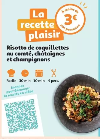 Risotto De Coquillettes Au Comté, Châtaignes Et Champignons offre à 3€ sur Auchan Hypermarché