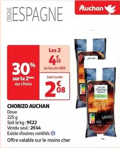 Auchan - Chorizo offre à 2,44€ sur Auchan Hypermarché