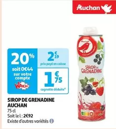 Auchan - Sirop De Grenadine offre à 1,75€ sur Auchan Hypermarché