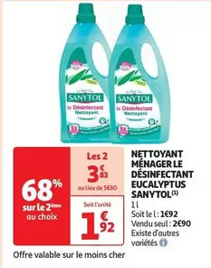 Sanytol - Nettoyant Ménager Le Désinfectant Eucalyptus offre à 1,92€ sur Auchan Hypermarché