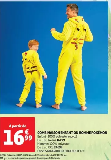 Combinaison Enfant Ou Homme Pokémon offre à 16,99€ sur Auchan Hypermarché