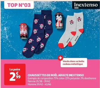 Inextenso - Chaussettes De Noël Adulte offre à 2,99€ sur Auchan Supermarché