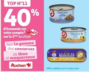 Auchan - Sur La Gamme Des Conserves De Thon Et Maquereaux offre sur Auchan Supermarché