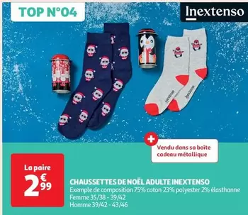 Inextenso - Chaussettes De Noël Adulte offre à 2,99€ sur Auchan Supermarché