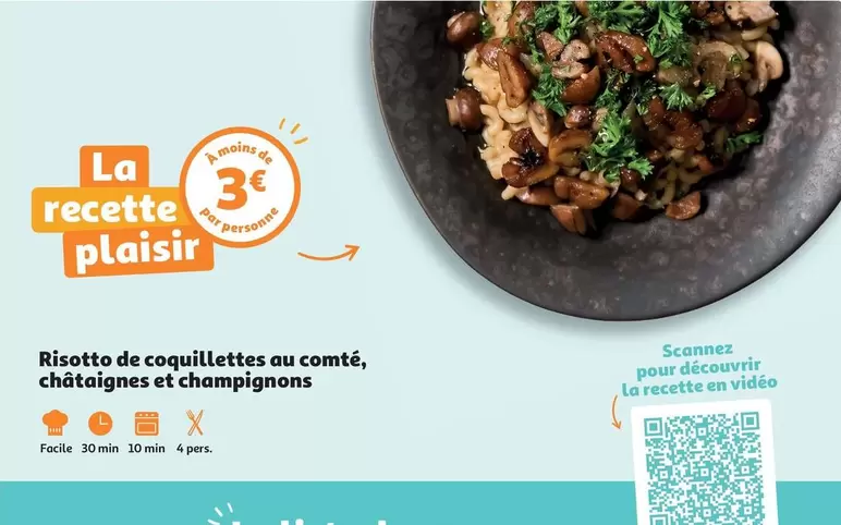 Risotto De Coquillettes Au Comté, Châtaignes Et Champignons offre sur Auchan Supermarché