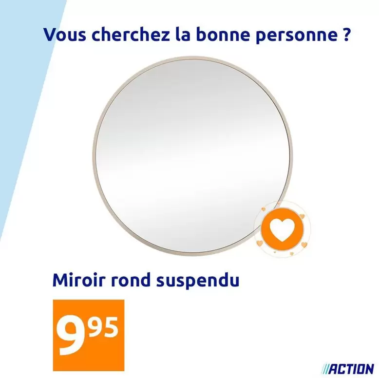 Miroir Rond Suspendu offre à 9,95€ sur Action