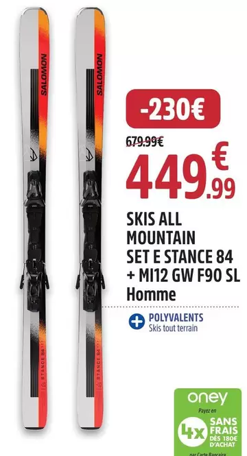 Skis All Mountain Set E Stance 84 + M12 Gw F90 Sl Homme offre à 449,99€ sur Intersport