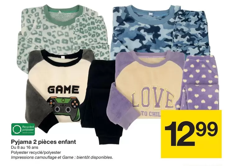 Pyjama 2 Pièces Enfant offre à 12,99€ sur Zeeman