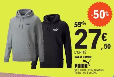 Puma - Sweat Homme offre à 27,5€ sur E.Leclerc Sports