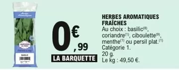 Persil - Herbes Aromatiques Fraiches offre à 0,99€ sur E.Leclerc