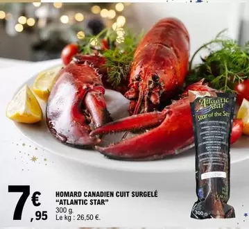 Atlantic - Homard Canadien Cuit Surgelé offre à 7,95€ sur E.Leclerc