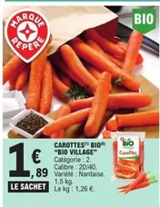 Carottes Bio offre à 1,89€ sur E.Leclerc