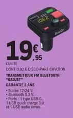 Transmetter Fm Bluetooth offre à 19,95€ sur E.Leclerc