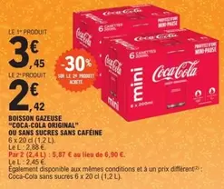 Coca cola - Boisson Gazeuse "coca Cola Original" Ou Sans Sucres Sans offre à 3,45€ sur E.Leclerc